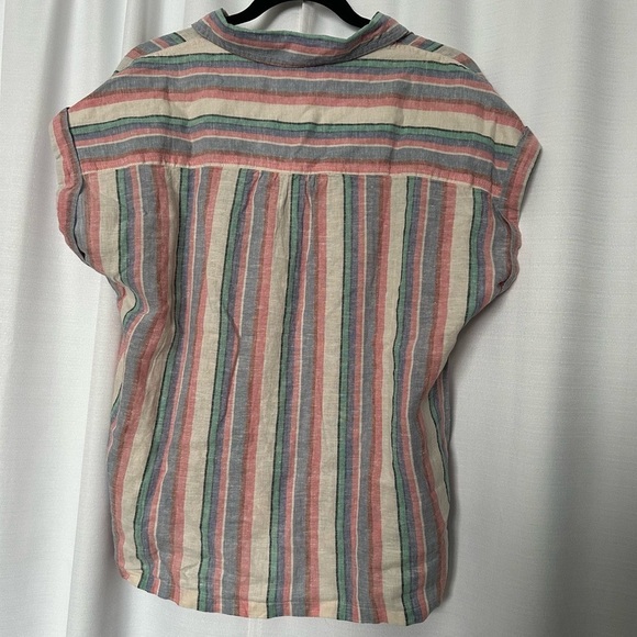 Women's Orvis Ladies Short Sleeve Button Up Linen Blend Shirt Top Stripe S - Picture 7 of 15